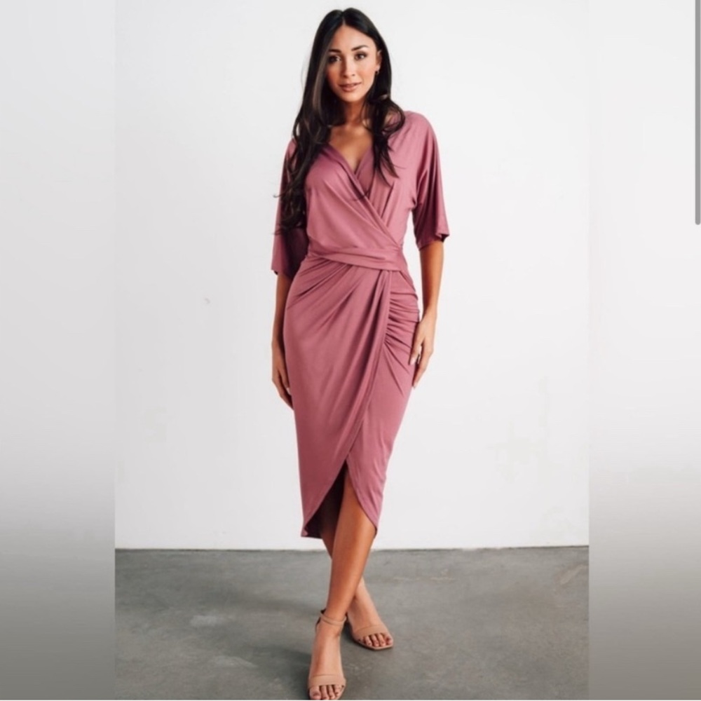Baltic Born Dusty Rose Wrap Midi Dress